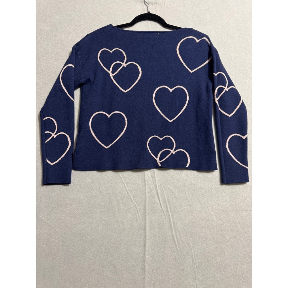 Philosophy Republic Clothing Navy Blue Pink Heart Intarsia Sweater Small